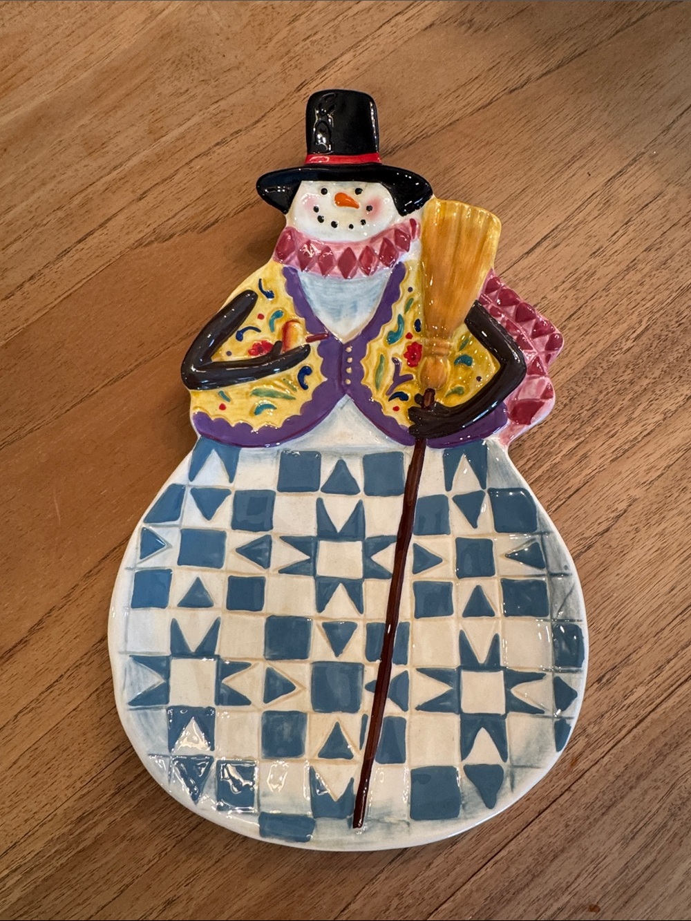 Jim Shore Blue, Yellow & Black Snowman Serving Platter
